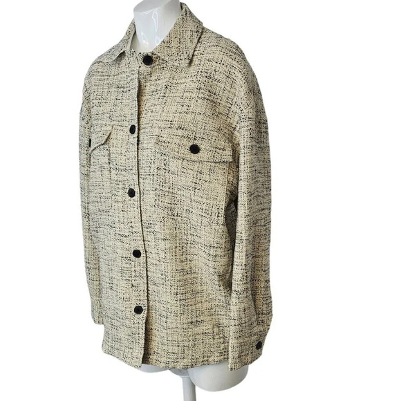 Aritzia Black and Cream Tweed Utility Jacket - Picture 3 of 9